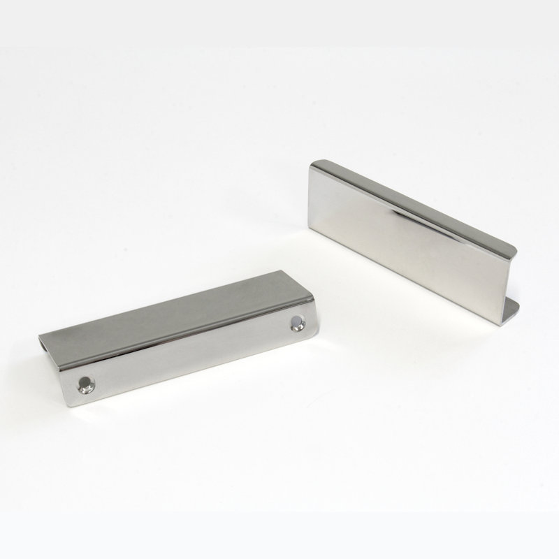 Polished Chrome Modern Finger Edge Bar Pull with Mounting Hardware