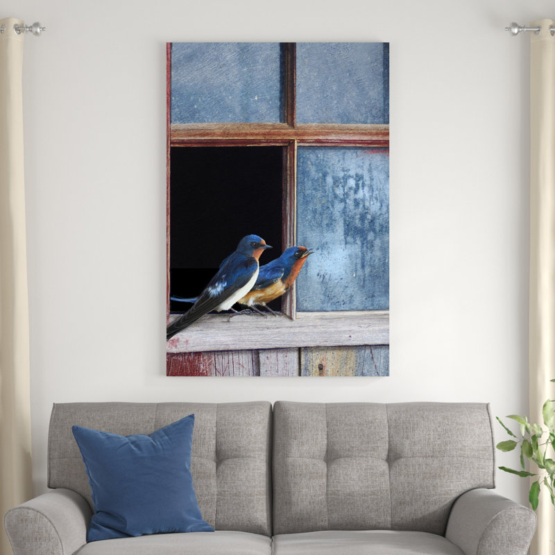 " Barn Swallows Window " Painting Print, 48" H x 32" W x 1.25" D