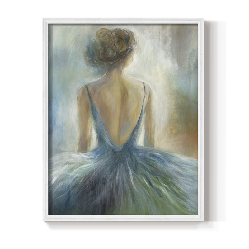 «Lady in Blue», reproduction encadrée - bois massif, H 15 po x l 12 po, Blanc