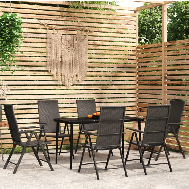 Ensemble de salle à manger rectangulaire pour 7 personnes 78,7 po Kedans, Noir, L 63 po x l 31,5 po x H 29,1 po