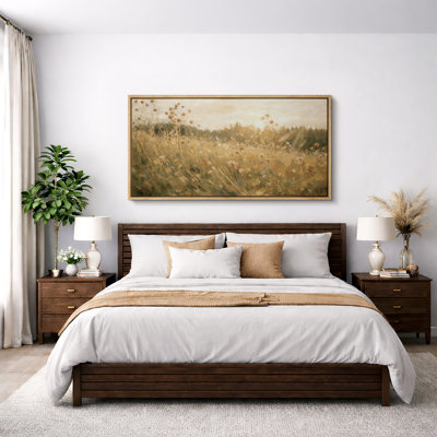 Impression sur toile encadrée Golden Meadow Wildflower Field Nature Landscape