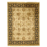 Hand Knotted Wool Area Rug in Ivory And Black