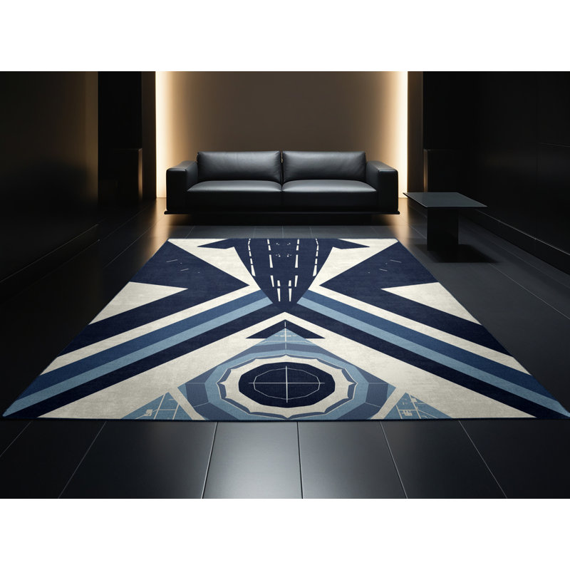 Tapis gris doux et moelleux à motif géométrique Nailwell Alien Starship Dockyard, 8 x 12