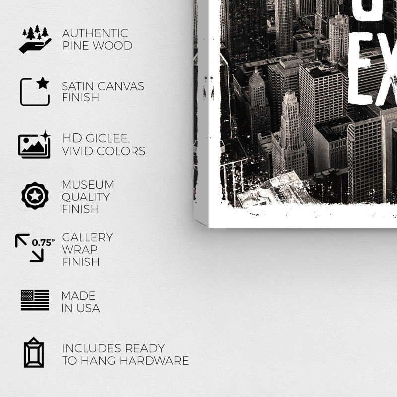 Hustle Grind Execute - impression d'art graphique, H 12 po x l 12 po x P 0,8 po