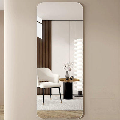 Full Body Round Corner Mirror for Living Room, Bedroom, and Cloakroom with Hanging Hole, High-Quality 5mm Silver Explosion-Proof Glass