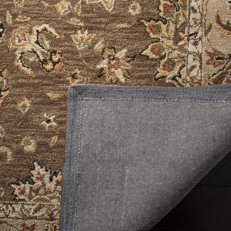 Hollander Hand-Hooked Wool Brown/Ivory Area Rug, Round 3'
