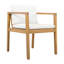 Chaises de salle à manger d'extérieur avec structure en bois d'acacia, finition teck clair et coussins beiges
