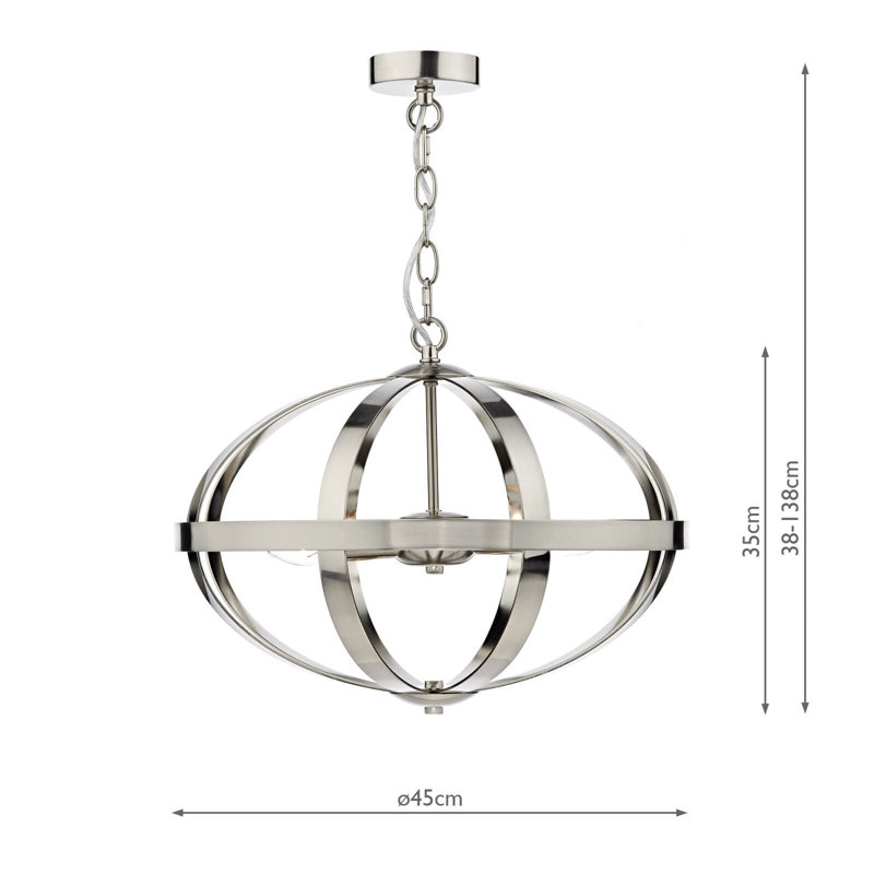 Smithsonian 3 - Light Sphere Pendant, Satin Chrome