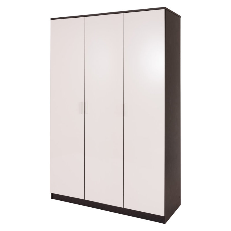 Cavanagh 3 Door Manufactured Wood Wardrobe, Gloss White/Matte Black Oak