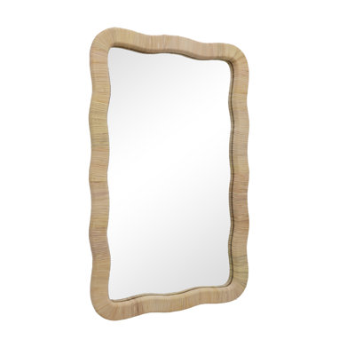 Boho Ripple Rectangle Rattan Wall Mirror - 23.6 x 37.8 Inch