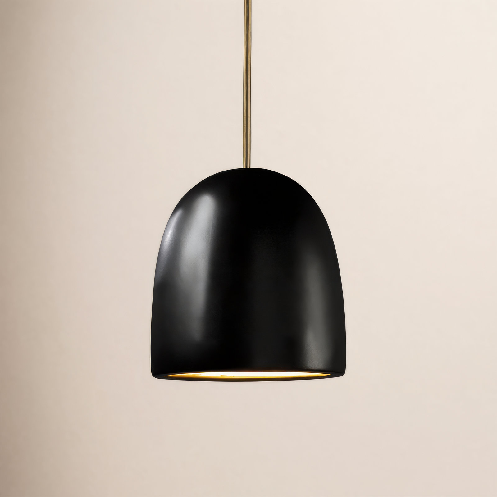 Morada Single Light Ceramic Dimmable Pendant, Antique Brass, Carbon Matte Black