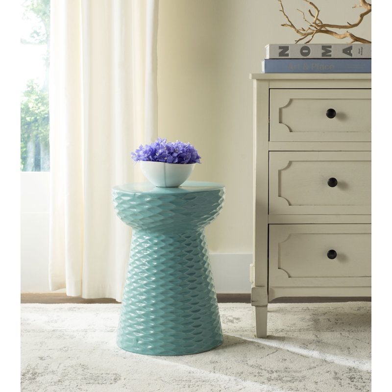 Tabouret d'appoint en céramique Verne, Bleu pâle