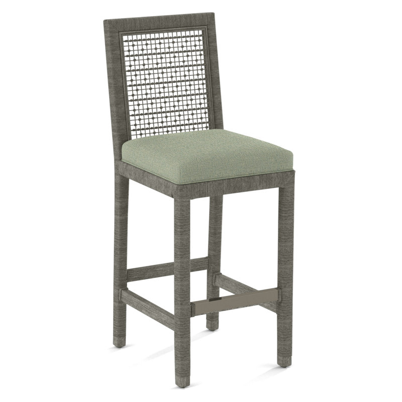 Pine Isle Bar Stool, Sunbrella Blue Pinstripe; 6205-64, Greystone