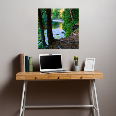 View Of Gooseberry River Through Forest Trees Gooseberry Falls State Park Minnesota Usa. Tranquil Abstract Contemporary Forest Nature Art