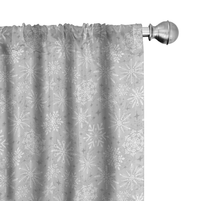 Snowflakes Arrows Stars Semi-Sheer Rod Pocket Sliding Panels, 28" x 63"