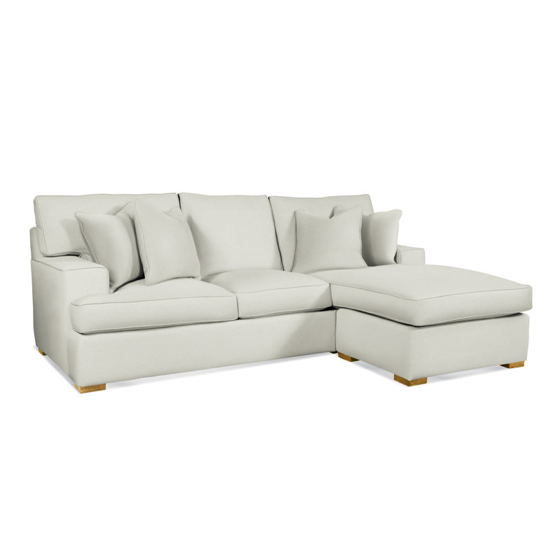 Sadie 97" Wide Reversible Sofa & Chaise with Ottoman, Honey Finish, Blue Solid; 0336-82