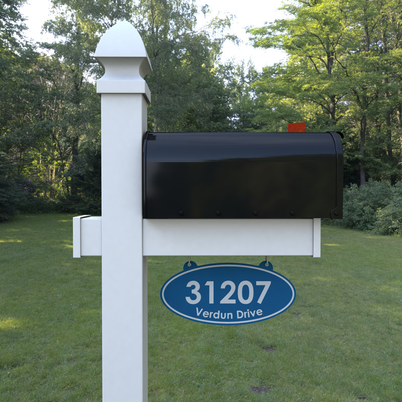 Personalized Post Mounted Mailbox, Blue