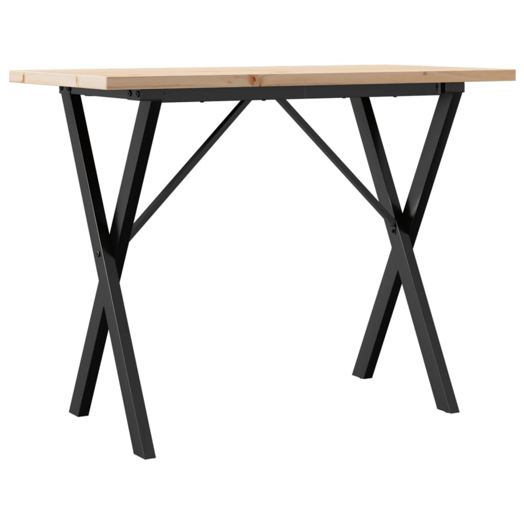 vidaXL Dining Table X-Frame Solid Wood Pine and Steel