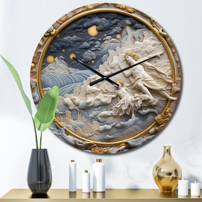 Horloge murale crème en métal Nebula Marble III, Petit