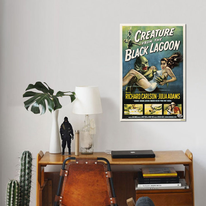 « créatures from the lagon (1954) », affiche rétro sur toile, H 26 po x l 18 po x P 1,5 po, Toile tendue, Pas de tapis
