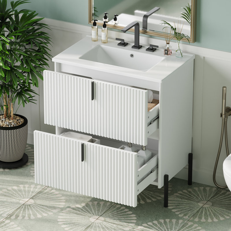 Bathroom Vanity With Ceramic Sink, White