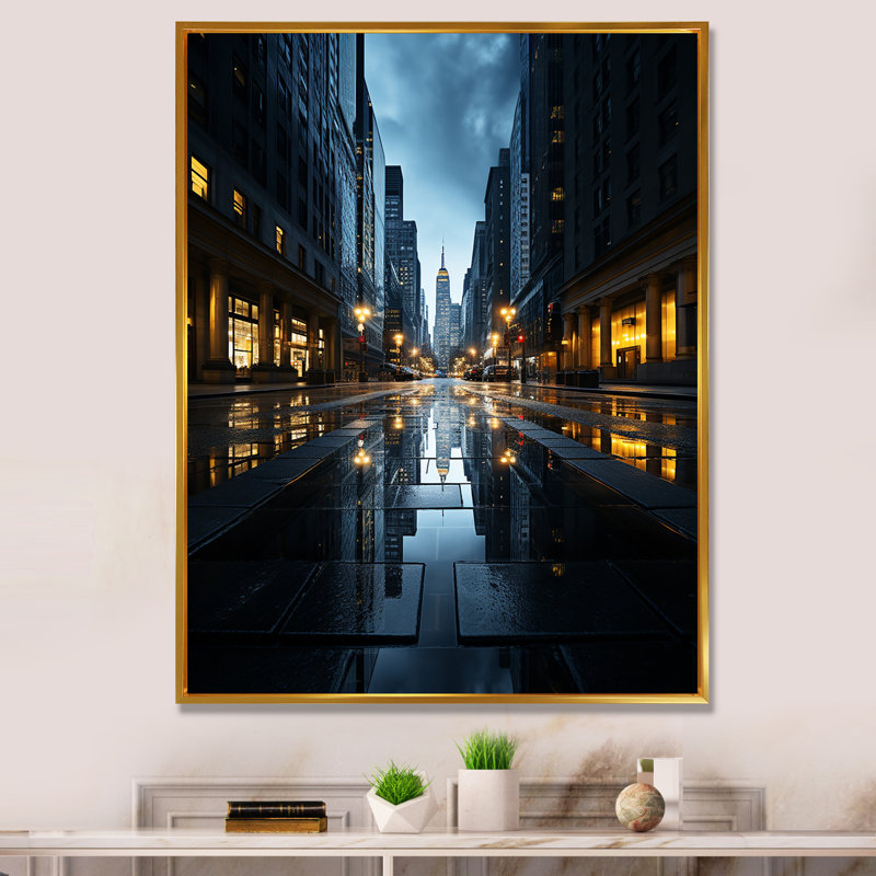 Leffert gratte-ciel Urban Symphony - impression, H 32 po x l 24 po x P 1 po, Cadre flottant doré