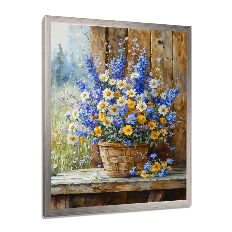 Stevens - Floral Wall Art Prints, Argent argent, H 44 po x l 34 po, Reproduction encadrée d'une seule photo