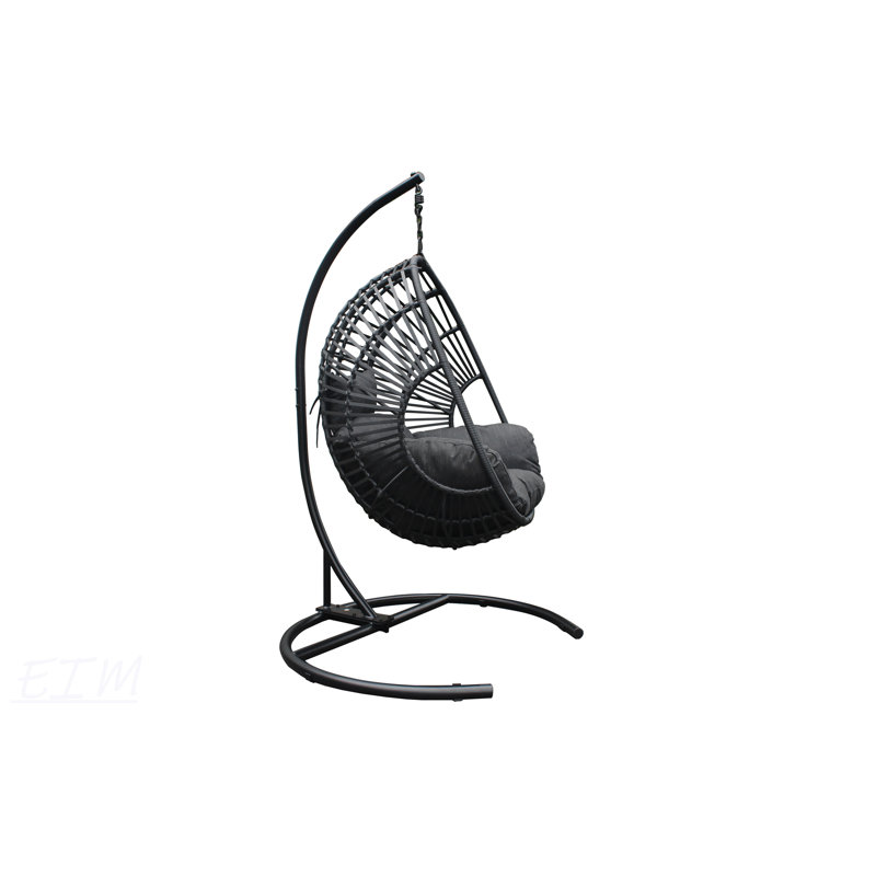 Fauteuil pivotant en osier pour l'extérieur, Gris, Noir