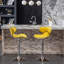2 sièges pivotants réglables revêtus de velours de couleur jaune - Base en métal avec fonction et repose-pieds Hauteur de l'assise relevable en mousse de qualité et revêtement moelleux 2 tabourets de bar avec coussins rotatifs à 360 °-987095109