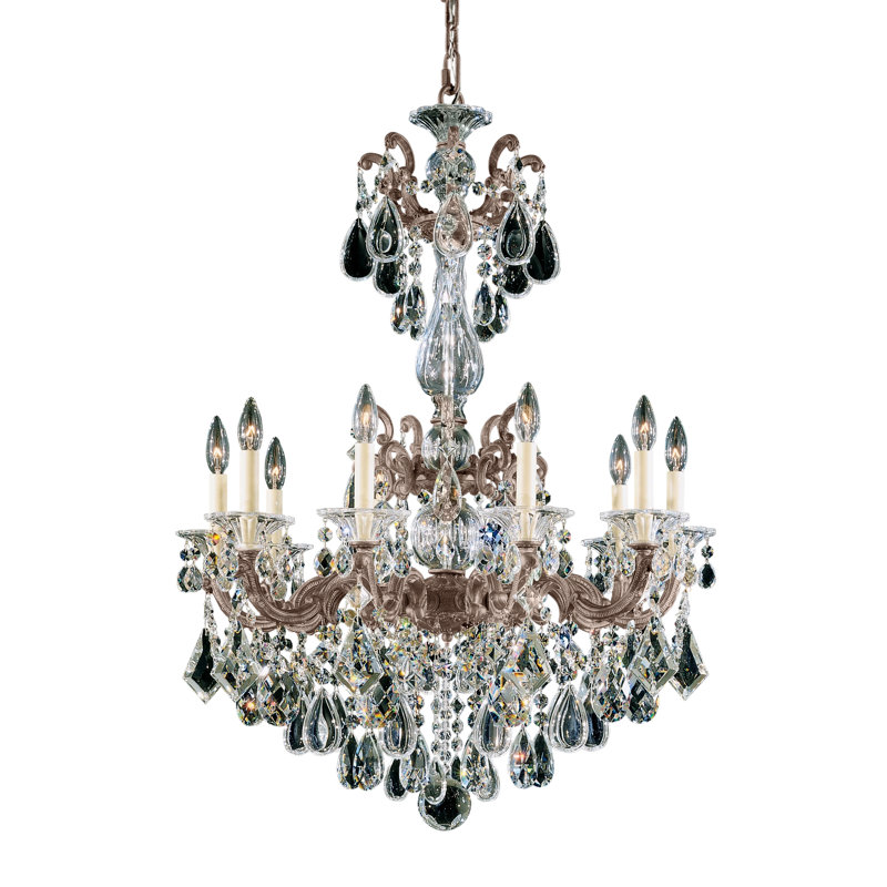 La Scala 10 - Light Chandelier, Etruscan Gold, Handcut Clear