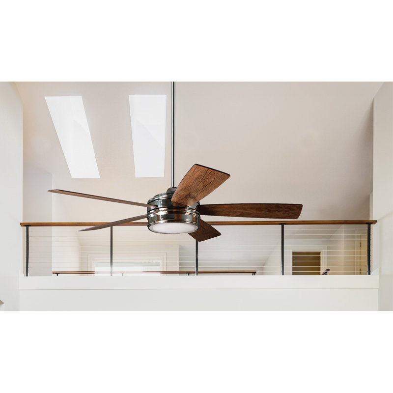 Braxton 52'' Ceiling Fan with LED Lights, Polished Nickel with Mesquite Blades