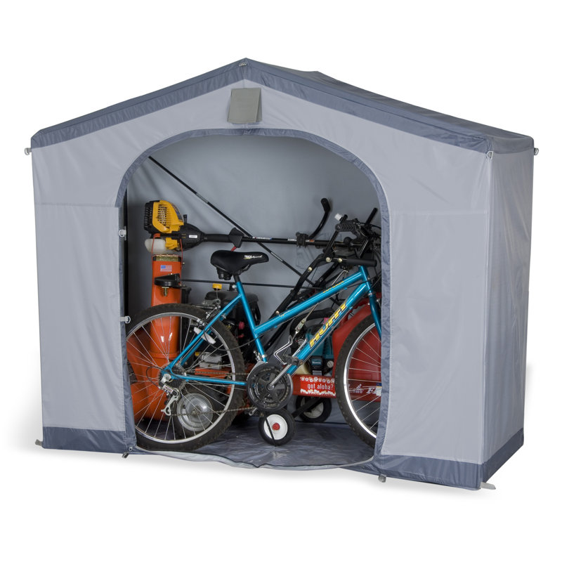 Gray Portable Vinyl Storage Shed with Screened Vents