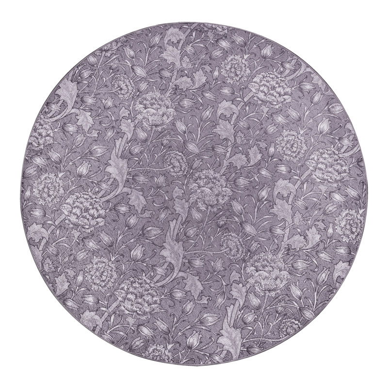Kalini Floral Woodland Brown Performance Flatweave Washable Floral Indoor / Outdoor Rug, Round 6'