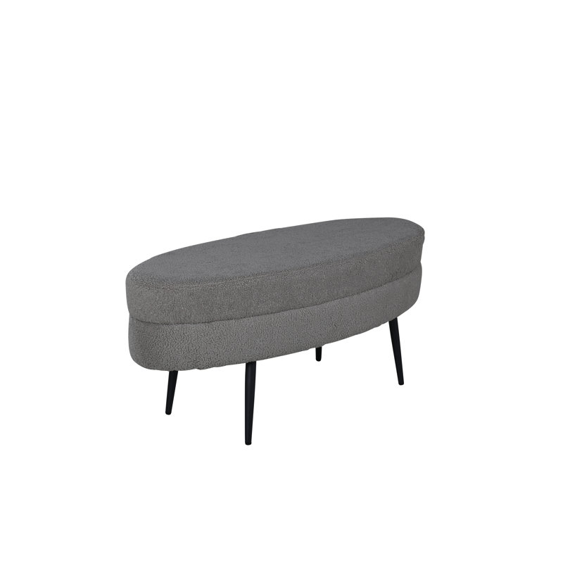 Spivey 40cm Wide Oval Footstool Ottoman, Black, Greige