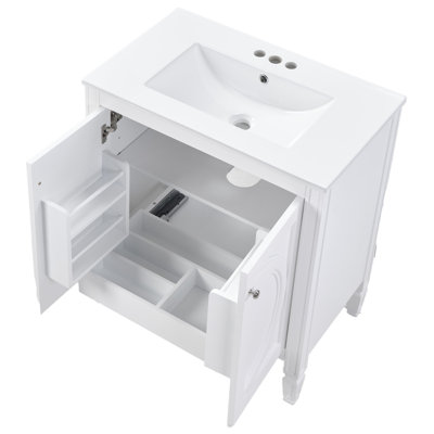 Meuble-lavabo blanc rétro sans assemblage requis