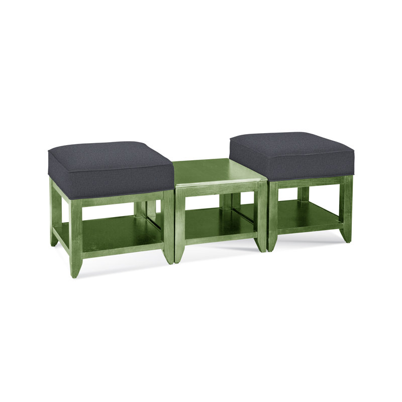 Elements Upholstered Cube Ottoman, White Sugar Performance; 0863-91, Celery