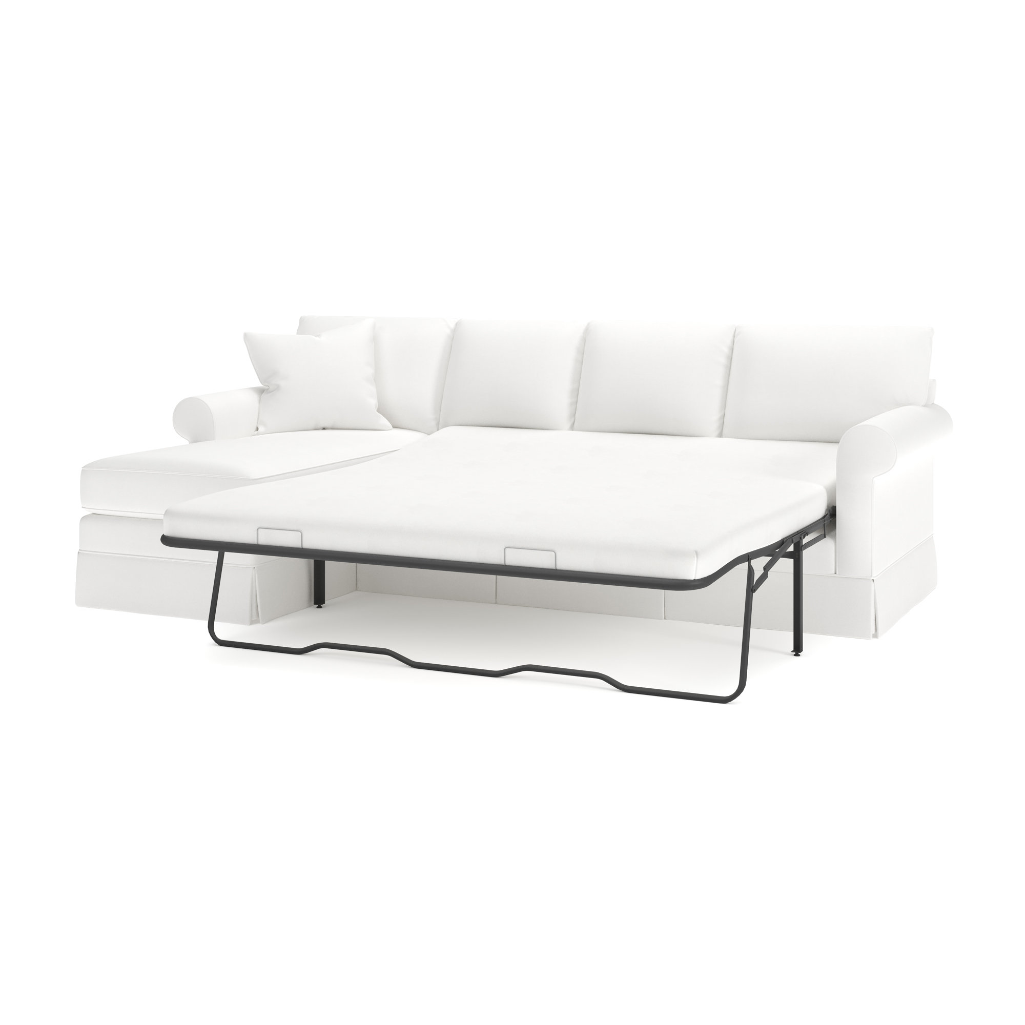 Friedman 2 - Piece Upholstered Sleeper Sectional, Bayou Off White Canvas, Left Hand Facing