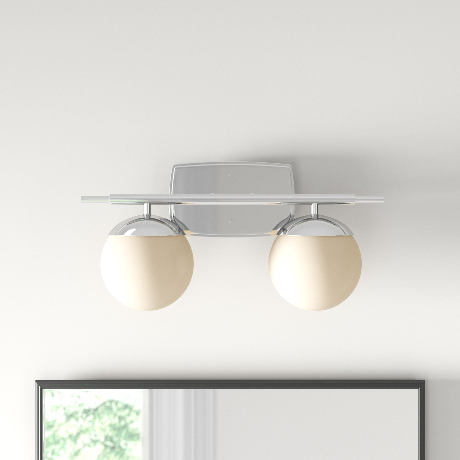 Colford 2 Light Frosted Dimmable Vanity Light, Chrome
