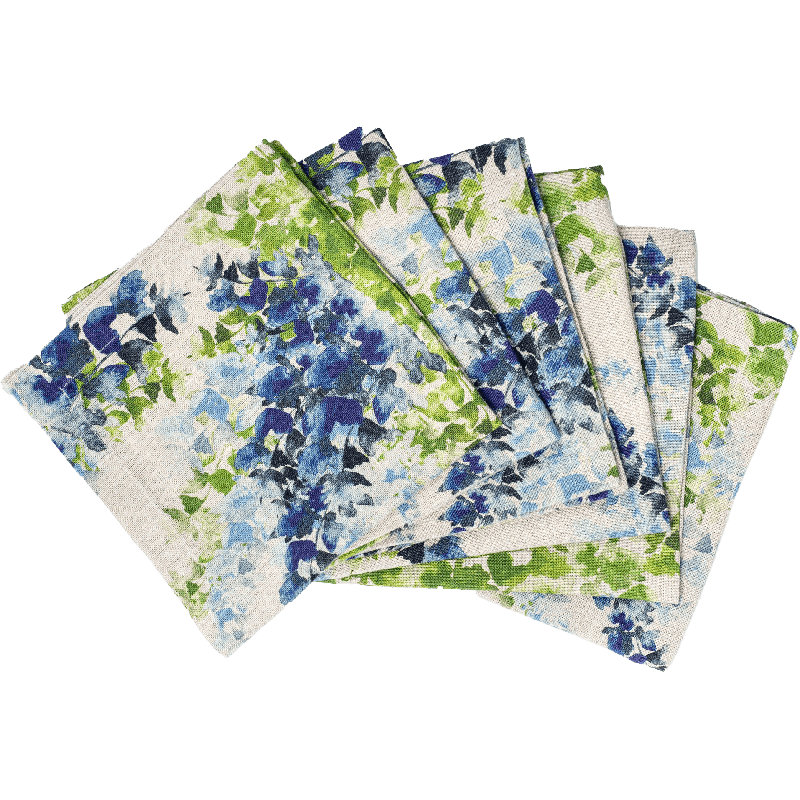 6 Organic Linen Napkins in Wisteria Lane