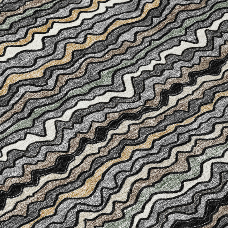 Machine Washable Indoor/Outdoor Chantille ACN2436 Stripes Rug, 3' x 5', Black