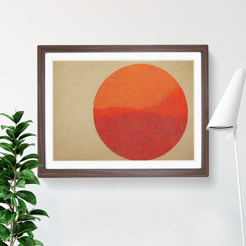 XH1022-6469X Orange Sunset Abstract - Single Picture Frame Print, 34cm H x 46cm W, Walnut