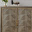 Console moderne avec rangement et tablettes réglables, buffet d'entrée à motif géométrique avec 4 portes, armoire décorative multifonctionnelle pour salon, salle à manger, entrée, couloir, brun