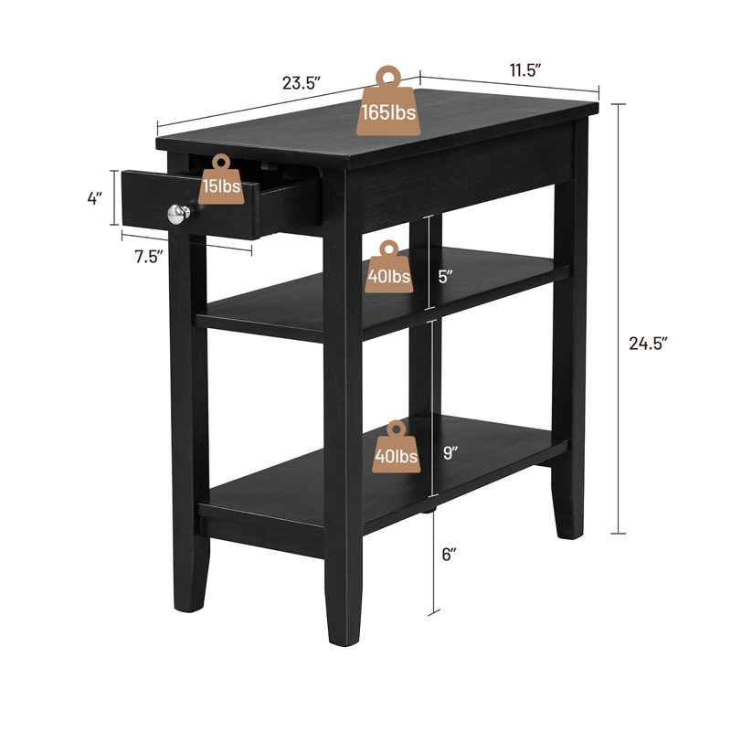 Holtman End Table Set with Storage, Black
