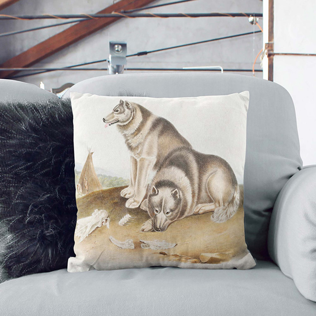 Eskimo Dog by J.W. Audubon Cushion with Filling