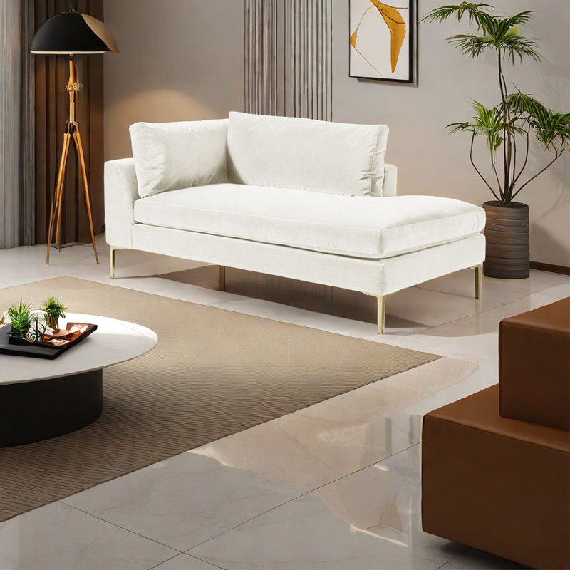 Fauteuil inclinable à haute élasticité en velours léger de style luxueux, Accoudoir à gauche (vu de face), Blanc