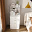 Coiffeuse 3 en 1 avec miroir à DEL et tabouret de rangement - coiffeuse de maquillage compacte avec 4 tiroirs, armoire de rangement et tabouret caché, conception à panneau de densité blanc, bibliothèque ouverte pour l'organisation de la chambre à coucher