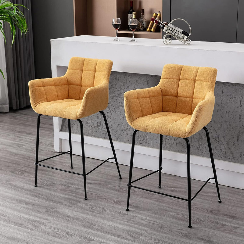Joutel Upholstered Bar Stool, Yellow / Yellow