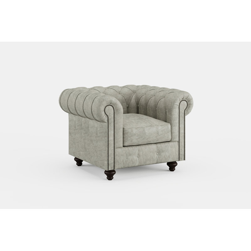 Chesterfield Chair 1 Seater Textured Luxe Velvet, Cream