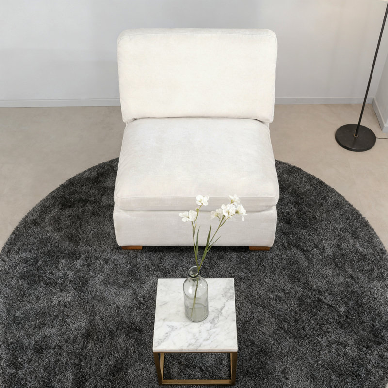 Modern Ivory Upholstered Armless Chair, Ivory