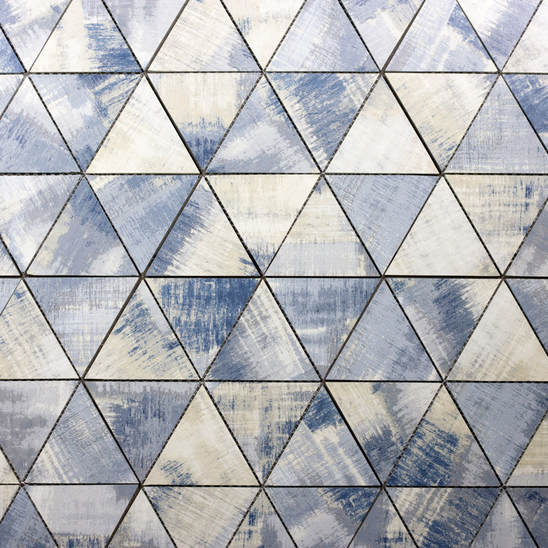 Nature 4 in. x 4.5 in. Marble Look Glass Straight Edge Triangle Mosaic Decorative Kitchen & Bathroom Wall Tile